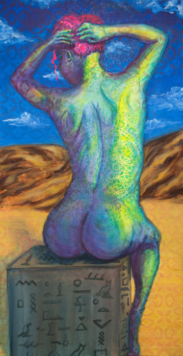 neon sitting lady by Michael Reigle Wagner